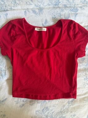 Red Scoop Neck Crop Top